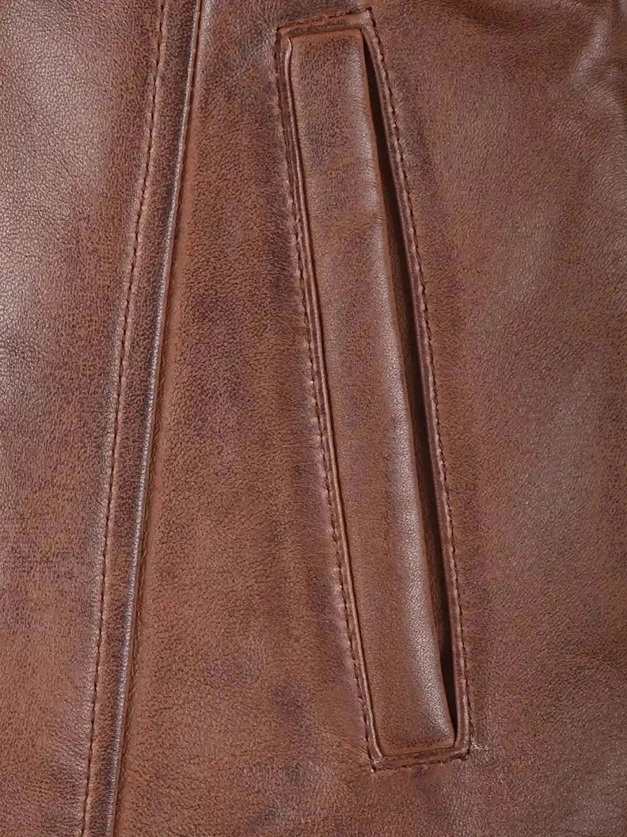 Kandis Women's Cognac Brown Leather Car Coat - Vox Leather