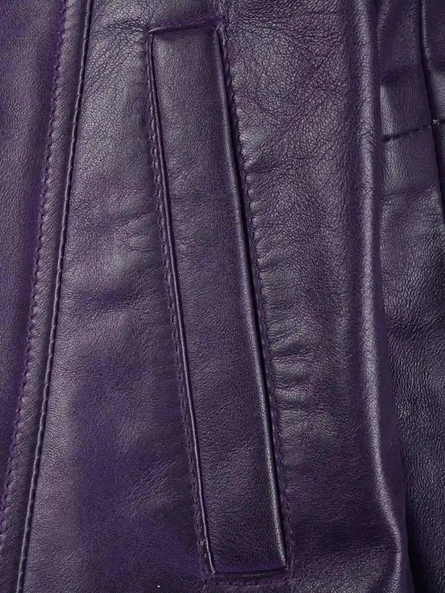 Kandis Women's Leather Purple 3/4 Length Car Coat - Vox Leather