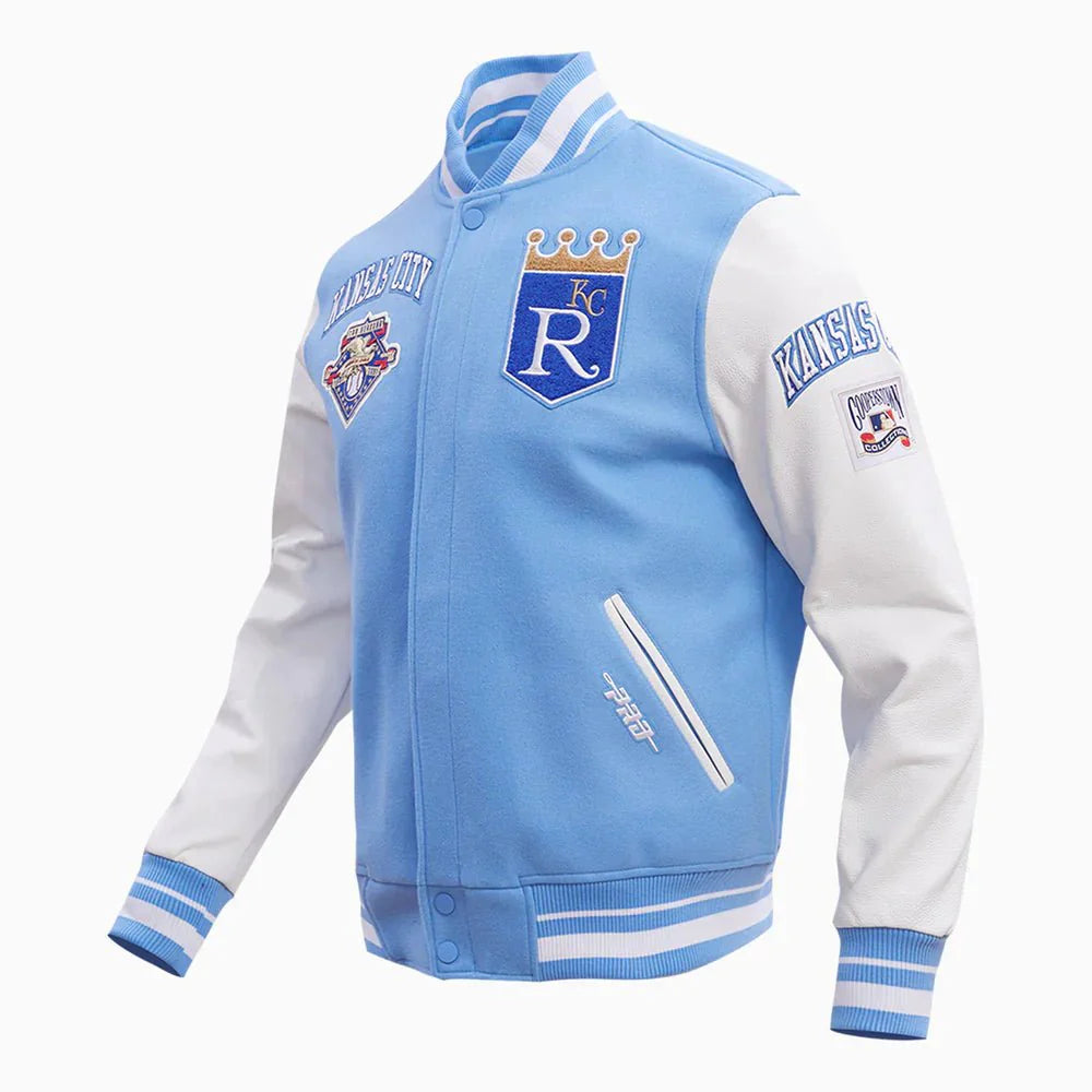 Kansas City Royals MLB Rib Wool Varsity Jacket - Rare Leather