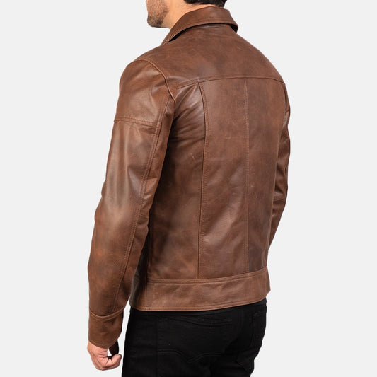 Lavendard Brown Leather Biker Jacket - Vox Leather