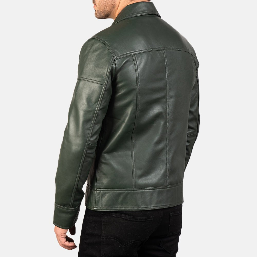 Lavendard Green Leather Biker Jacket - Vox Leather