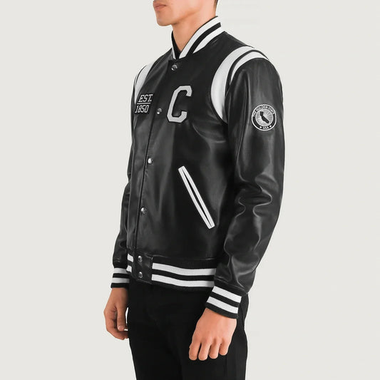 Liberte California Black Leather Varsity Jacket - Rare Leather