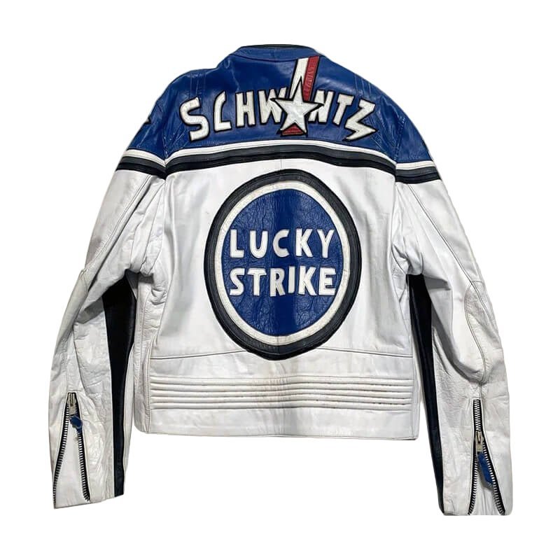 Lucky Strike Casual Blue Moto Leather Jacket - Vox Leather