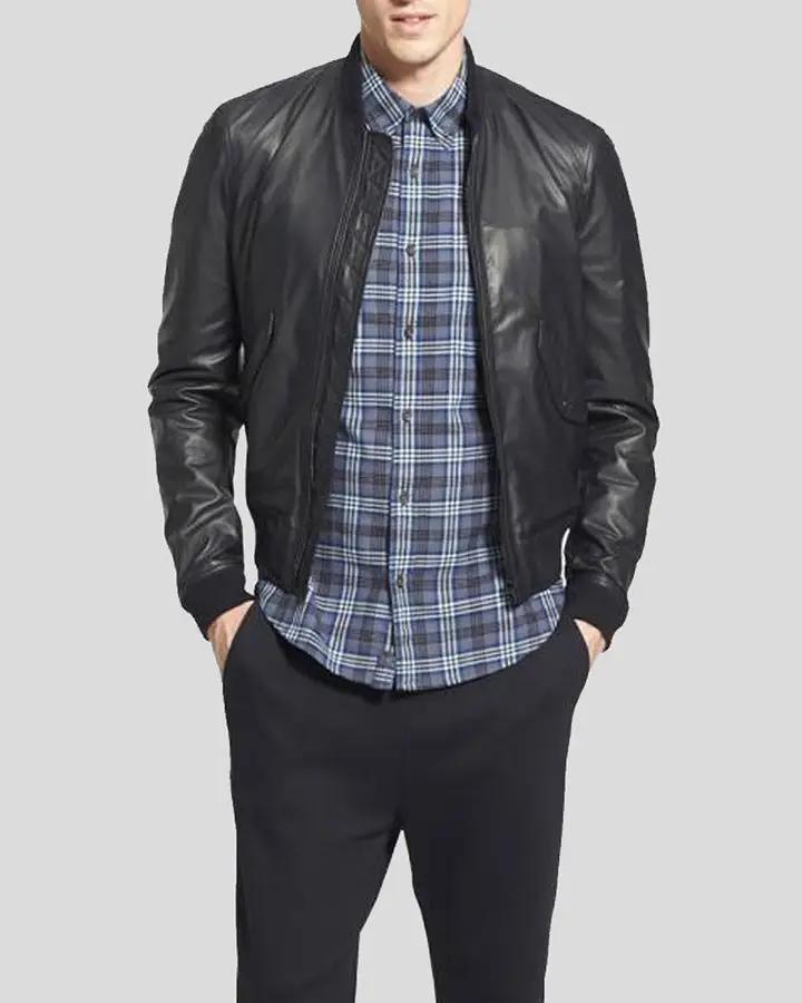 Lymo Black Bomber Leather Jacket - Vox Leather