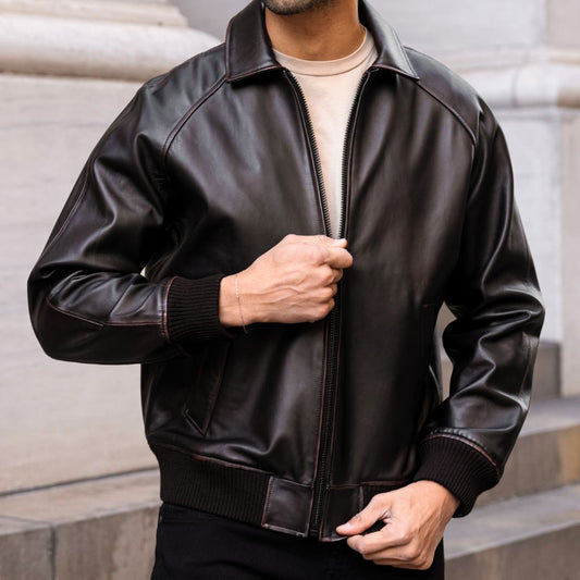 Major League Jacket | Black Coffee - Rare Leather