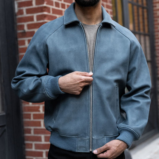 Major League Jacket | Blue Textured - Rare Leather