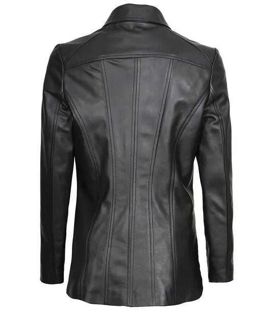 Marsha Women's Leather Black Car Coat - Rare Leather