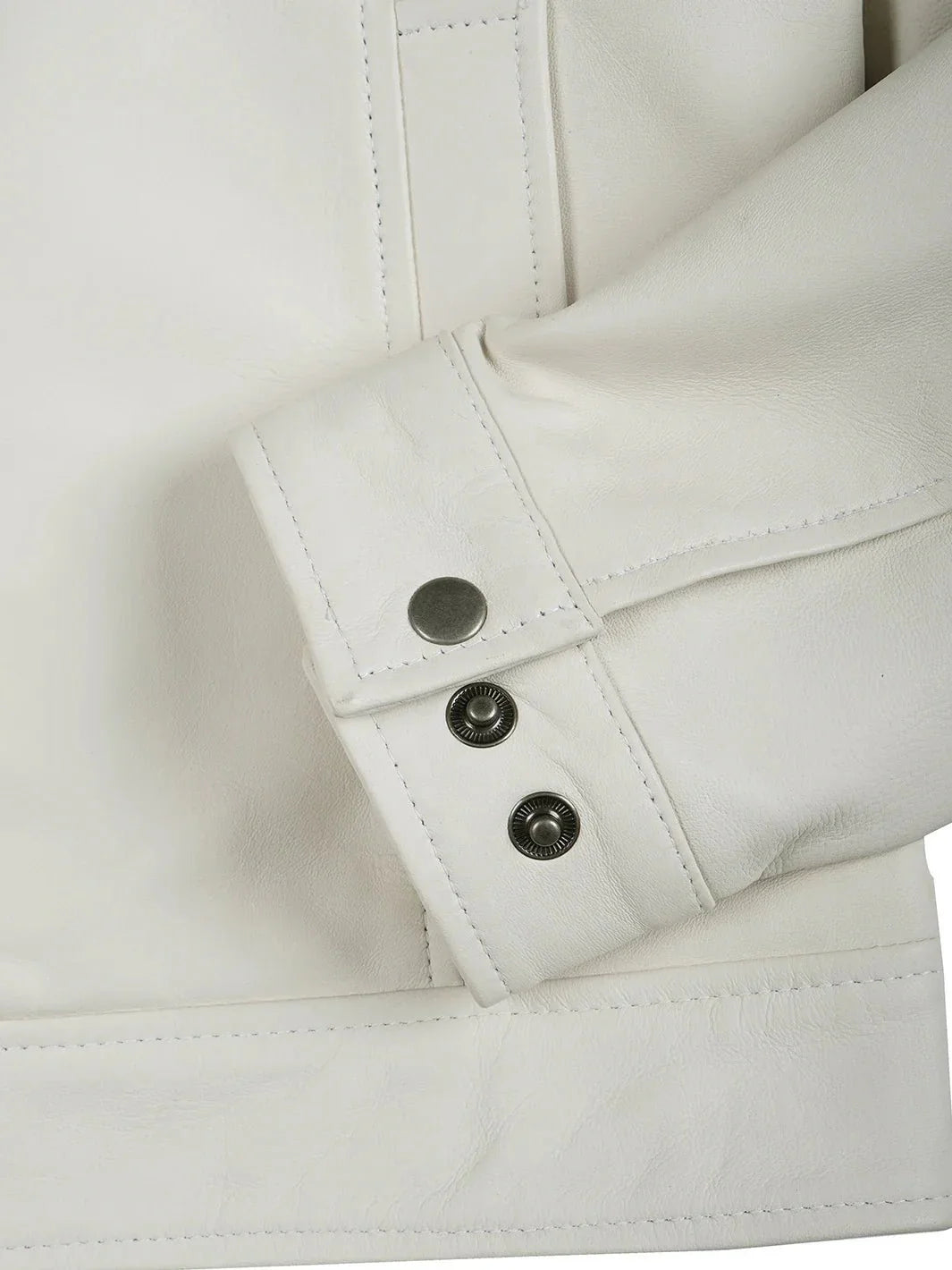 Men Off White Real Leather Harrington Jacket - Rare Leather