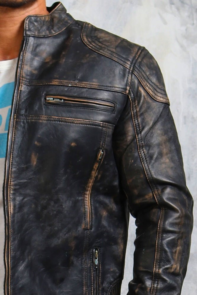 Men's Biker Vintage Leather Jacket - Vox Leather