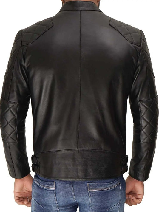 Men's Black Cafe Racer Leather Jacket - Vox Leather