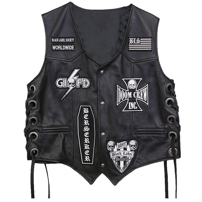 Men's Black Label Society Leather Vest - Vox Leather