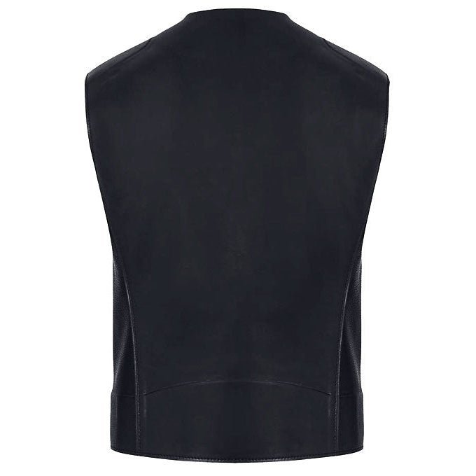 Men’s Black Leather Biker Vest Slim Fit - Vox Leather