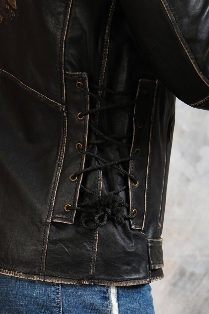 Men's Black Leather Motorcycle Jacket - Rare Leather