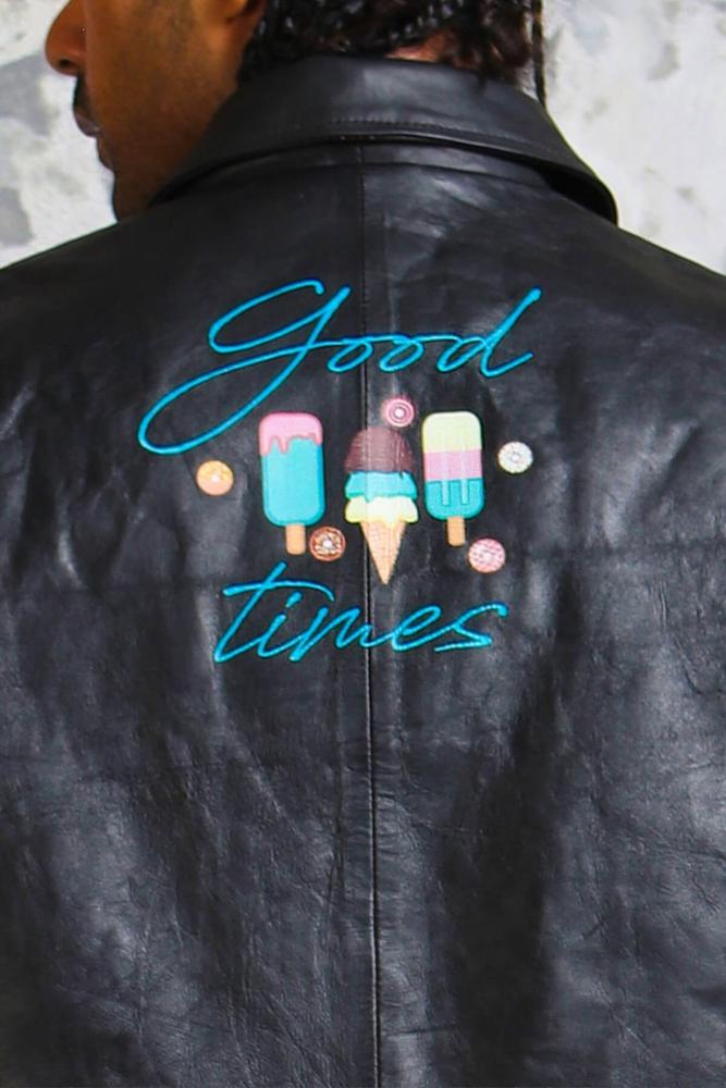 Men's Bomber Leather Jacket in Black "Good Times" - Rare Leather