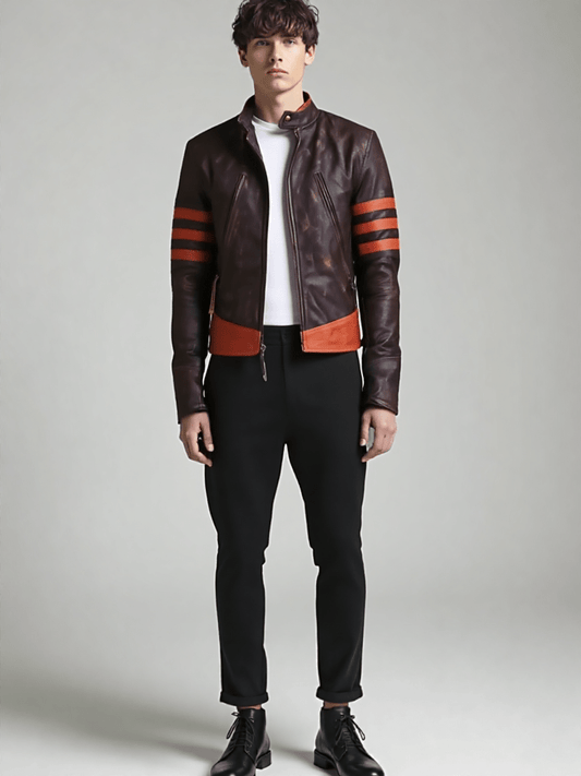 Mens Brown Cafe Racer Distressed Motorcycle Jacket - Rare Leather