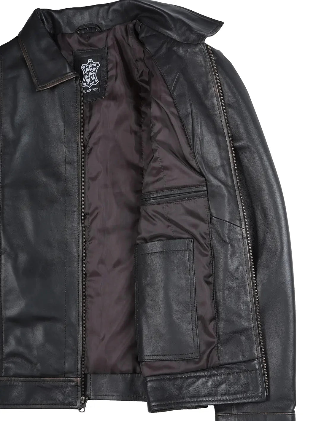 Mens Distressed Dark Brown Motorcycle Leather Jacket - Rare Leather