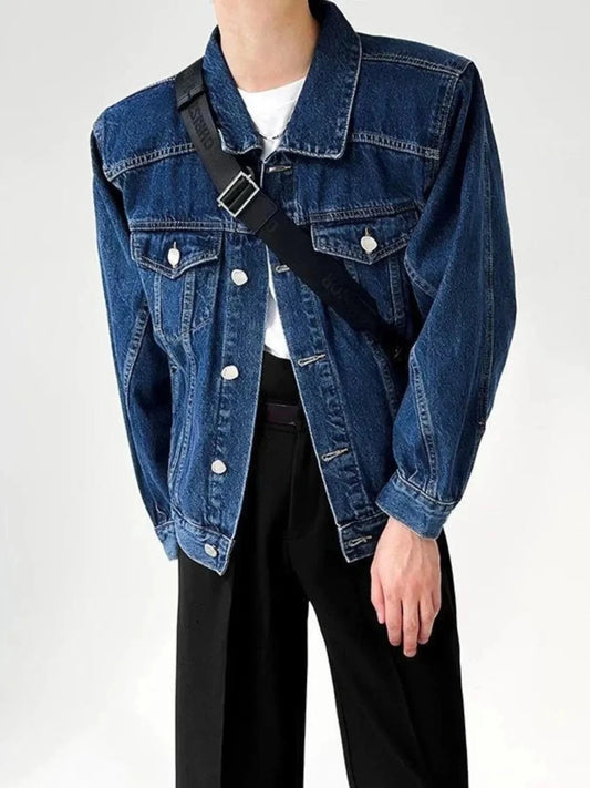Men's Plus Size Button Up Long Sleeve Denim Jacket - Vox Leather
