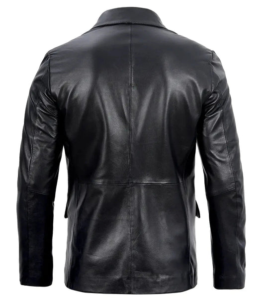 Mens Real Lambskin Black Leather Blazer - Vox Leather