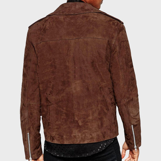 Men's Suede Asymmetric Biker Leather Jacket - Rare Leather