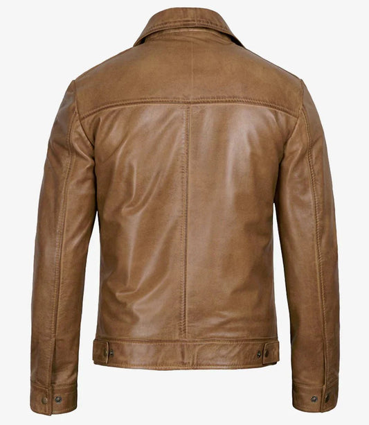 Men's Yellow Wax Vintage Leather Jacket - Vox Leather