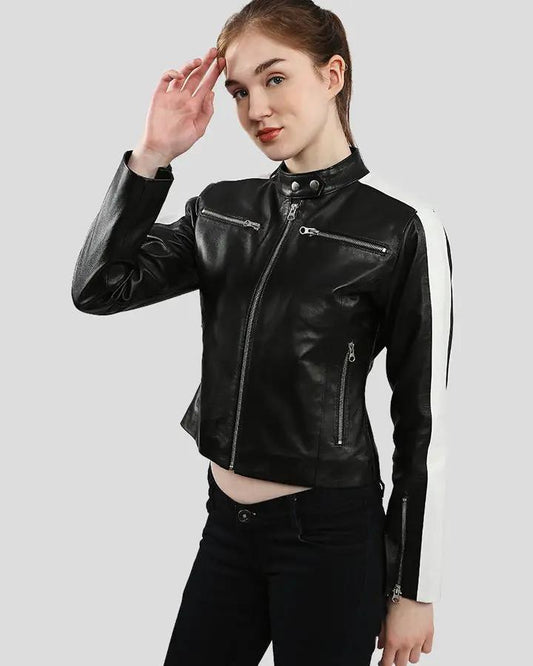 Michel Black & White Racer Leather Jackets - Rare Leather