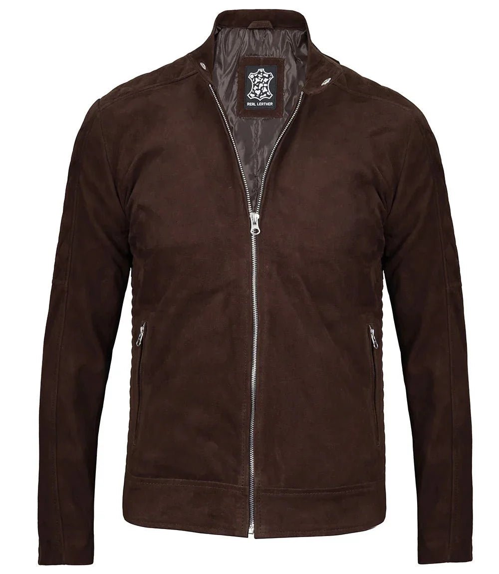 Miguel Men's Quilted Brown Suede Jacket - Vox Leather