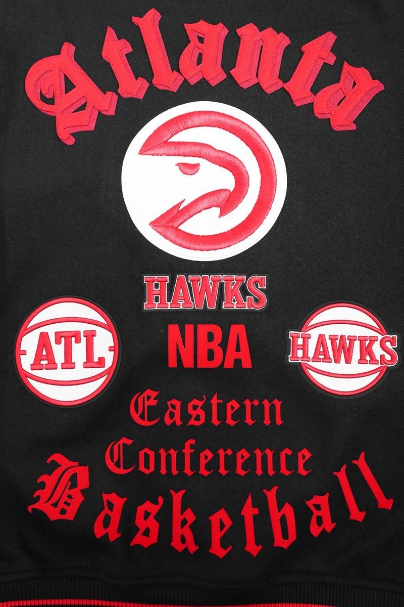 NBA ATLANTA HAWKS OLD ENGLISH WOOL VARSITY JACKET - Vox Leather
