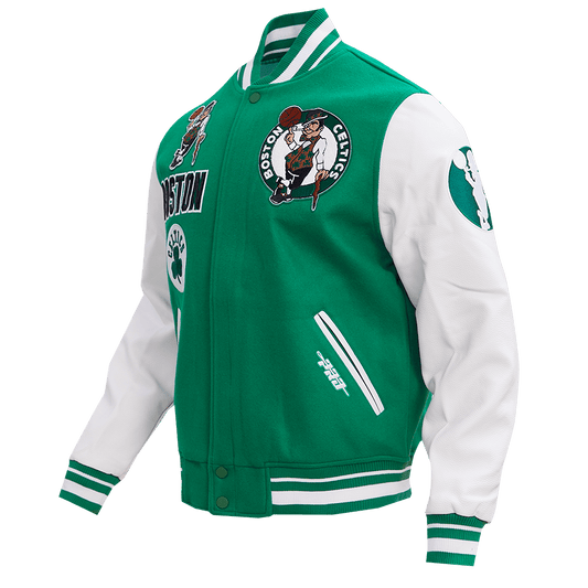 NBA BOSTON CELTICS RETRO CLASSIC RIB WOOL VARSITY JACKET - Rare Leather