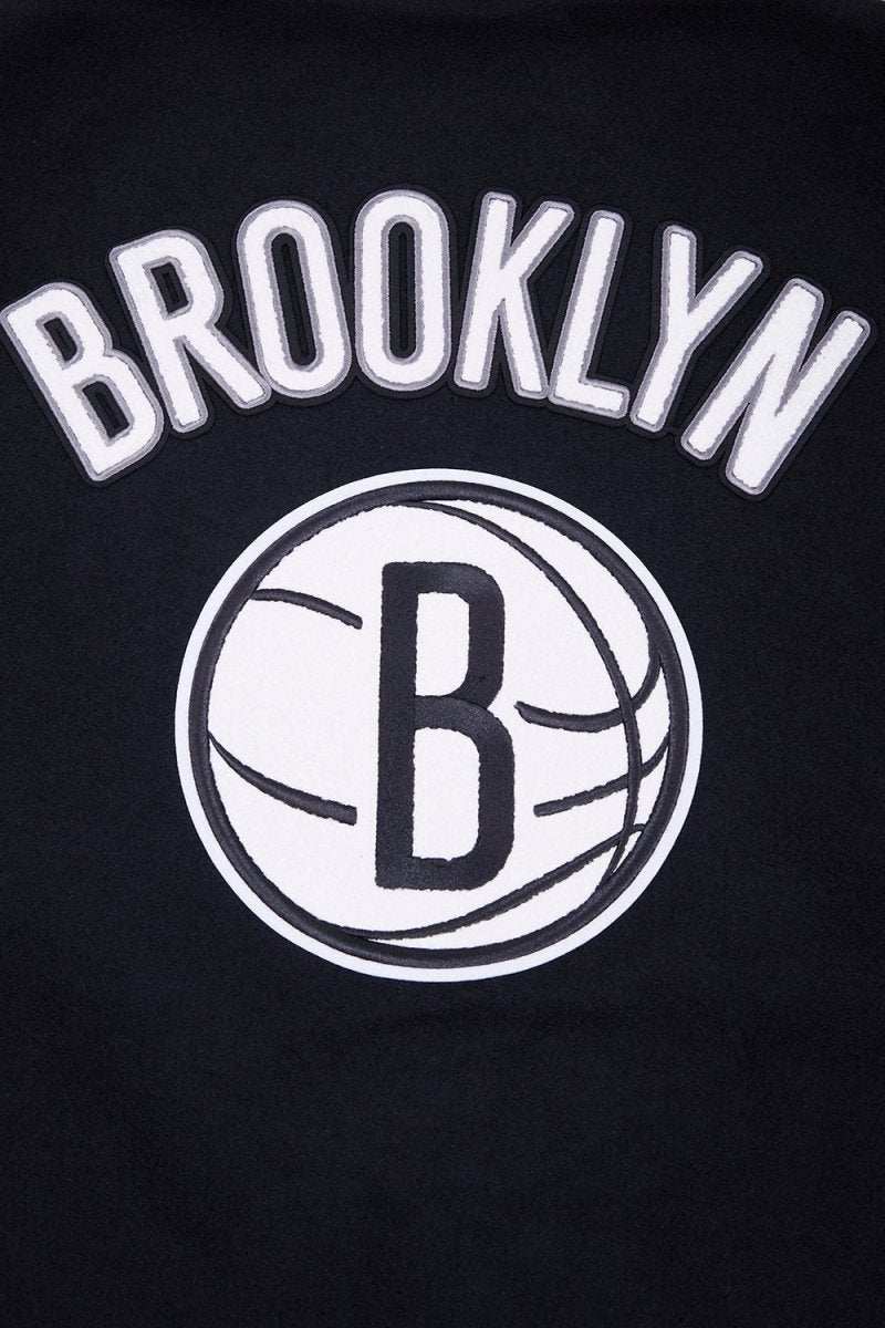 NBA BROOKLYN NETS RETRO CLASSIC RIB WOOL VARSITY JACKET - Vox Leather