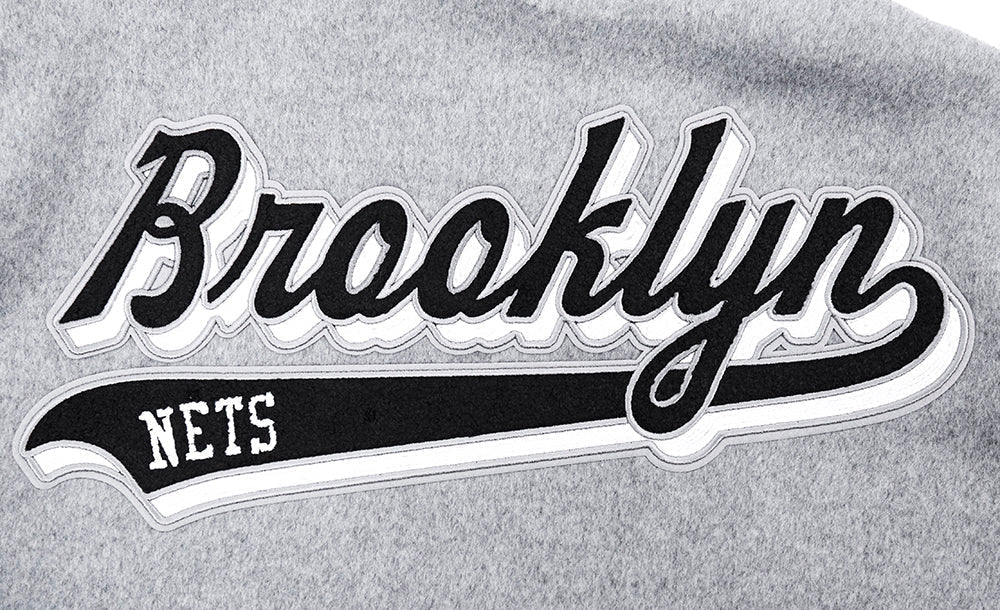 NBA BROOKLYN NETS SCRIPT TAIL WOOL VARSITY JACKET - Vox Leather