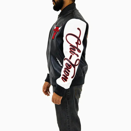 NBA Chicago Bulls City Signatures Leather Varsity Jacket - Rare Leather