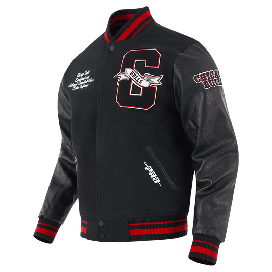 NBA CHICAGO BULLS TEAM PENNANTS WOOL VARSITY JACKET - Rare Leather