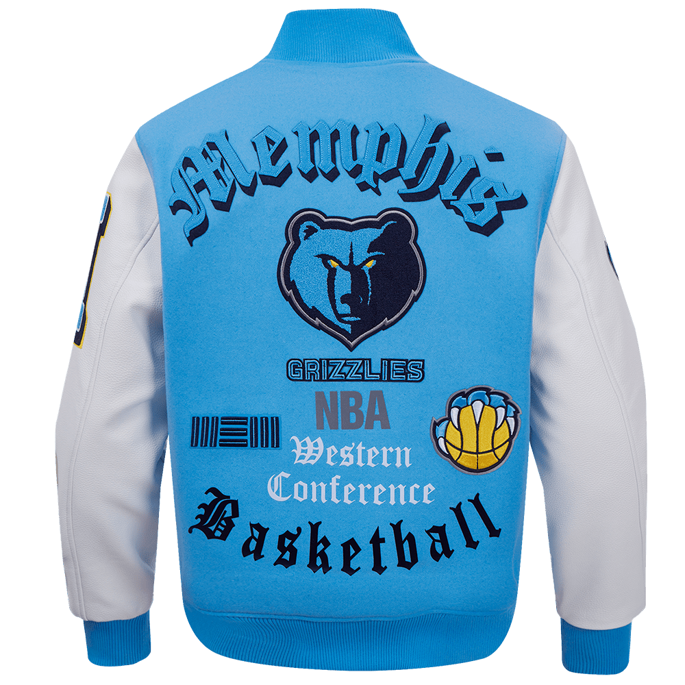NBA MEMPHIS GRIZZLIES OLD ENGLISH RIB WOOL VARSITY JACKET - Vox Leather