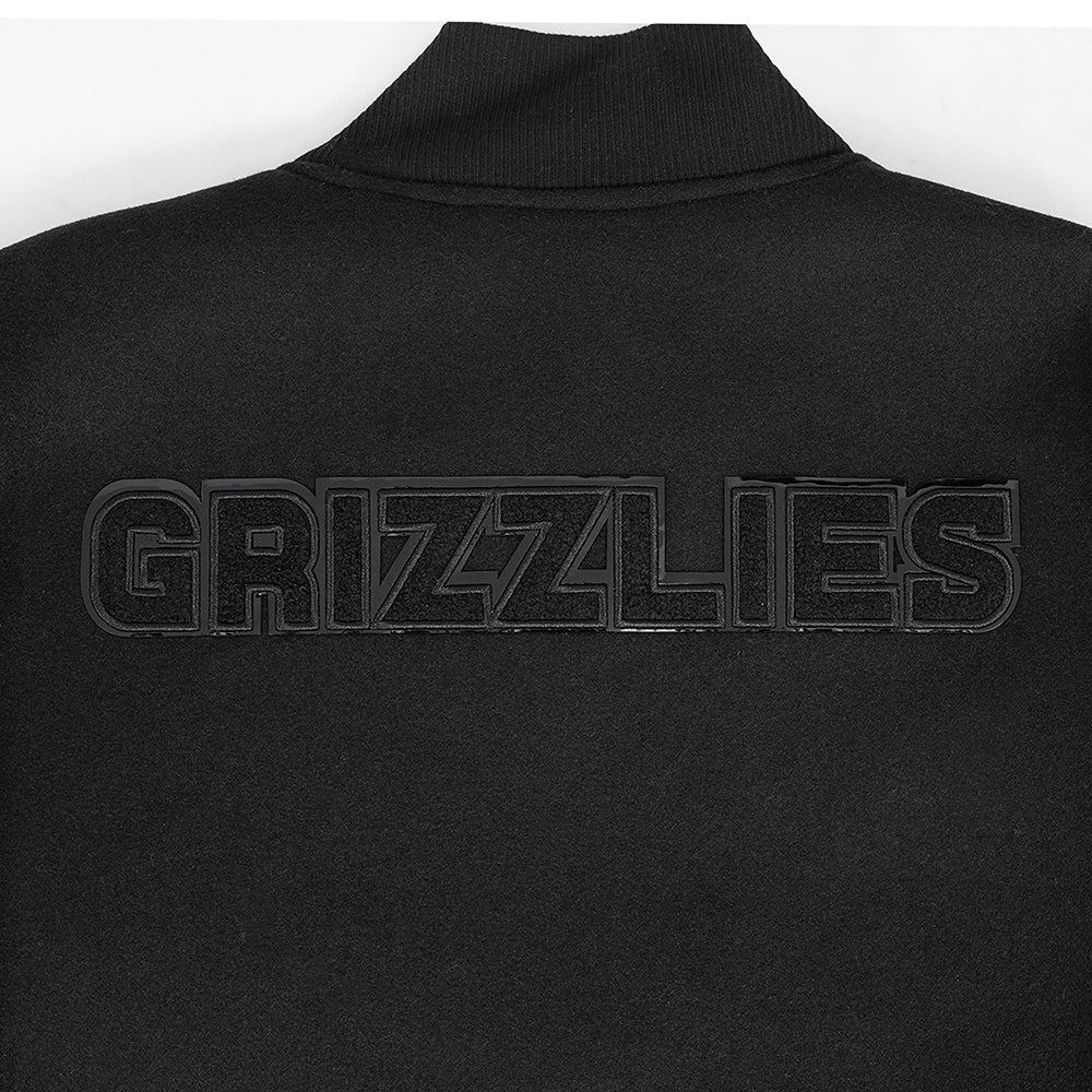 NBA MEMPHIS GRIZZLIES TRIPLE BLACK WOOL VARSITY JACKET - Rare Leather