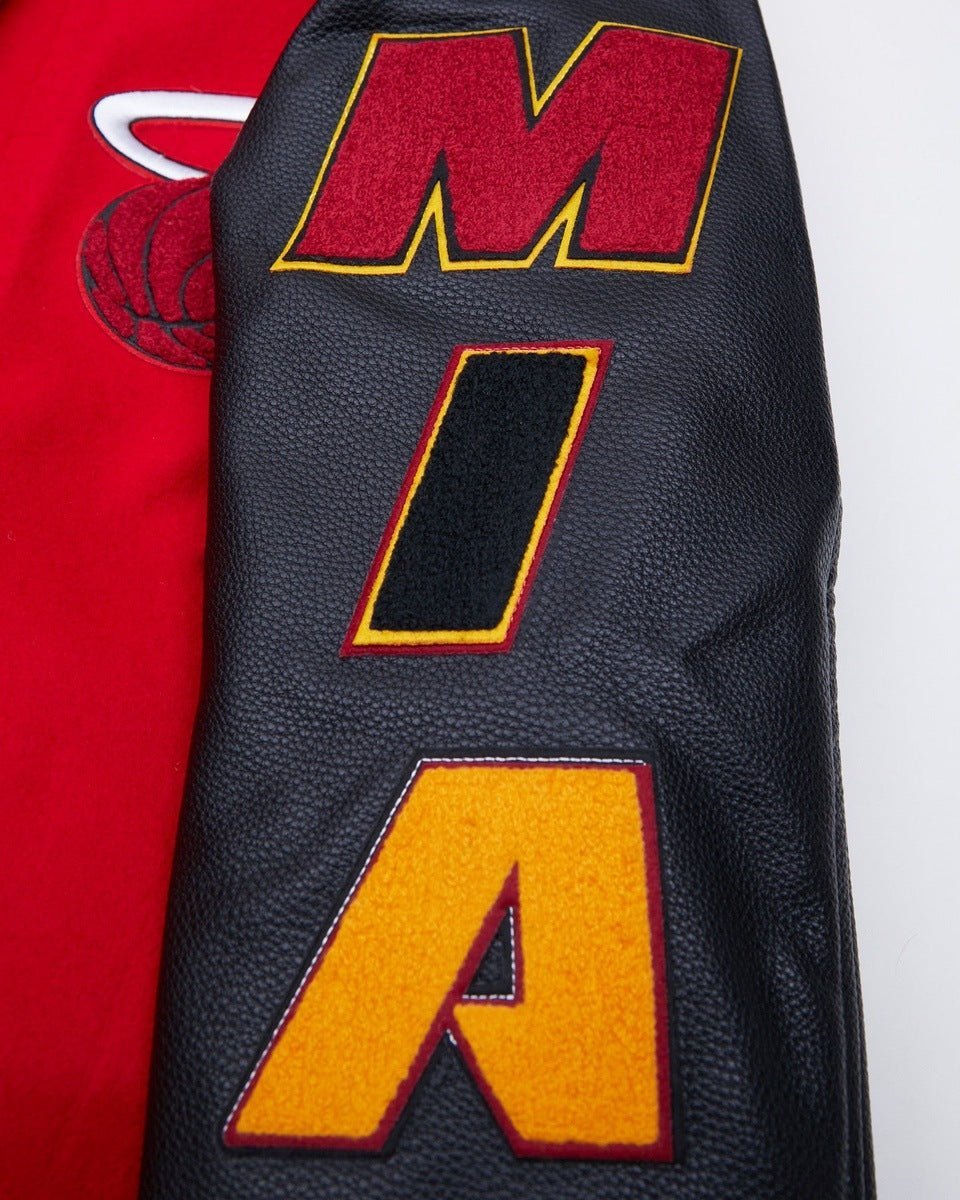 NBA MIAMI HEAT CLASSIC WOOL MEN'S VARSITY JACKET (RED/BLACK) - Vox Leather
