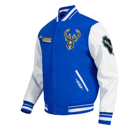 NBA MILWAUKEE BUCKS CITY RIB WOOL VARSITY JACKET - Rare Leather