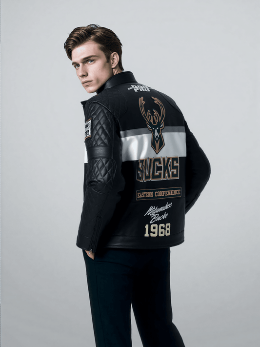 NBA Milwaukee Bucks Men’s Moto Jacket - Vox Leather