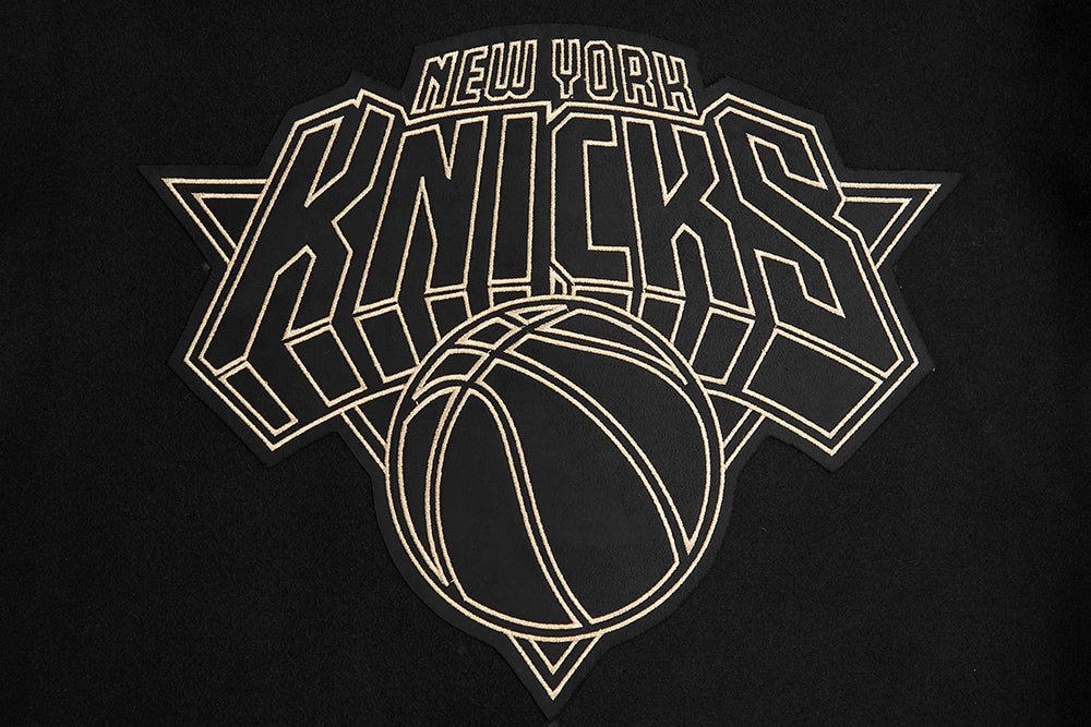 NBA NEW YORK KNICKS BLACK & GOLD WOOL VARSITY JACKET - Rare Leather