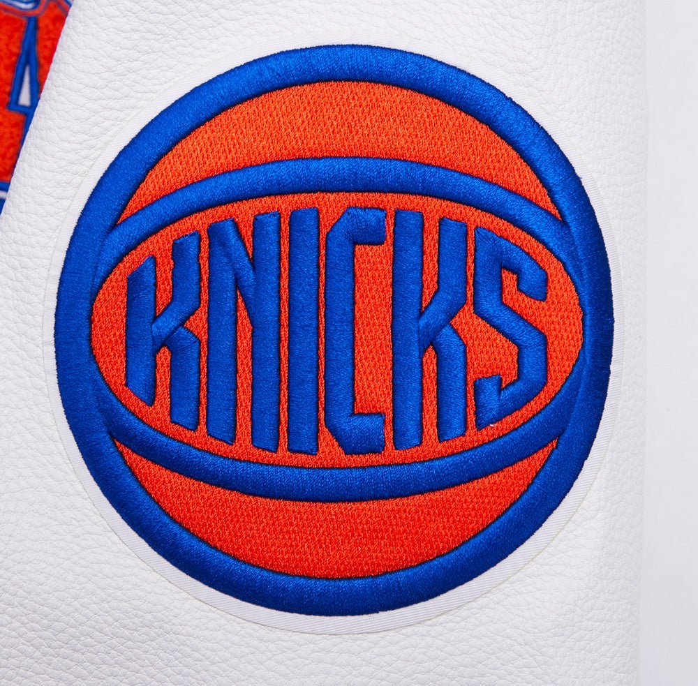 NBA NEW YORK KNICKS TEAM PENNANTS RIB WOOL VARSITY JACKET - Vox Leather