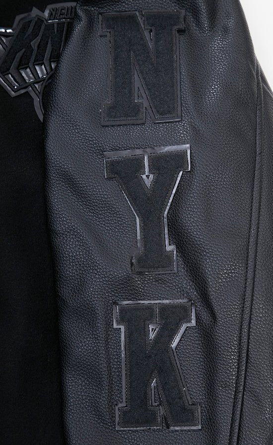 NBA New York Knicks Triple Black Men's Varsity Jacket - Vox Leather