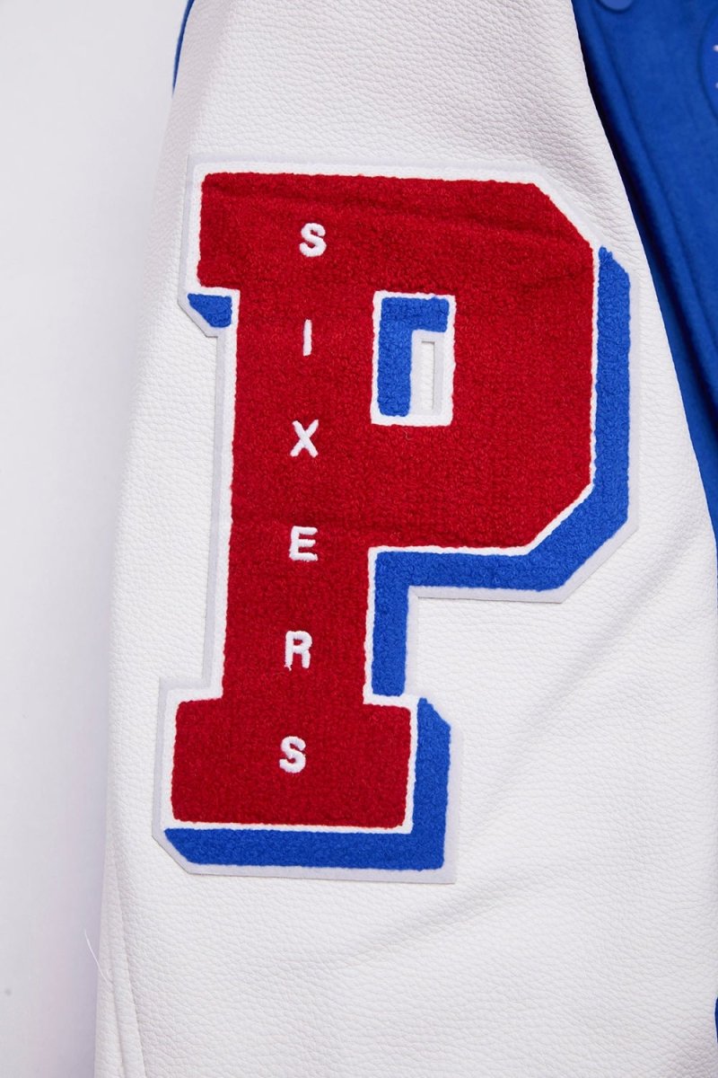 NBA PHILADELPHIA 76ERS MASHUP RIB WOOL VARSITY JACKET - Vox Leather