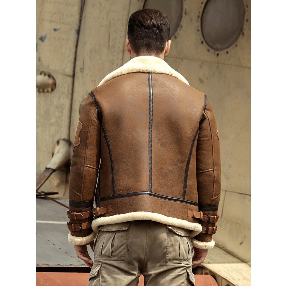 New Mens B3 Airforce Sheepskin Shearling Leather Jacket - Vox Leather