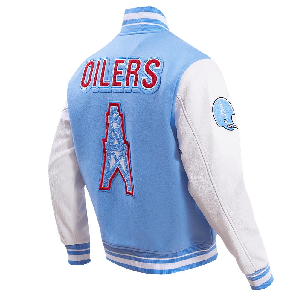NFL HOUSTON OILERS RETRO CLASSIC WOOL VARSITY JACKET - Rare Leather