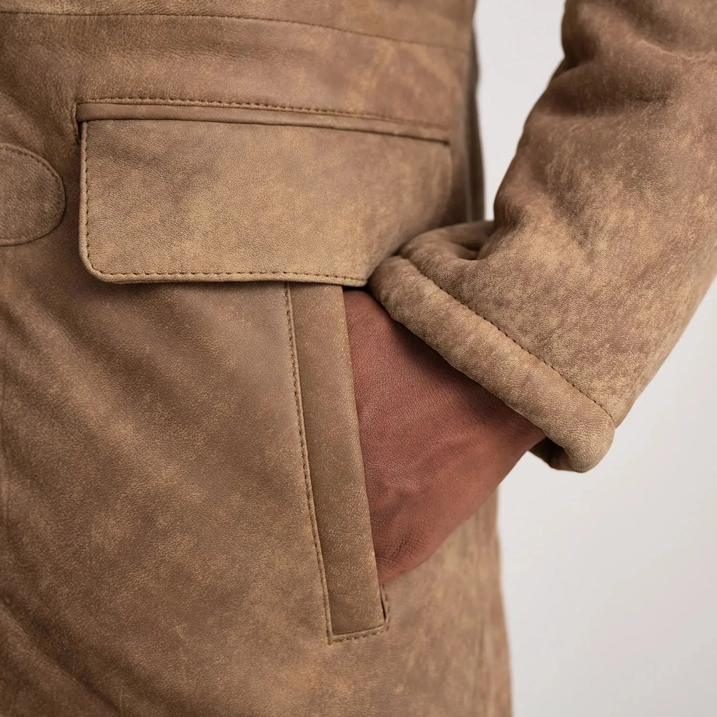 Nolan Distressed Brown Leather Duffle Coat - Rare Leather