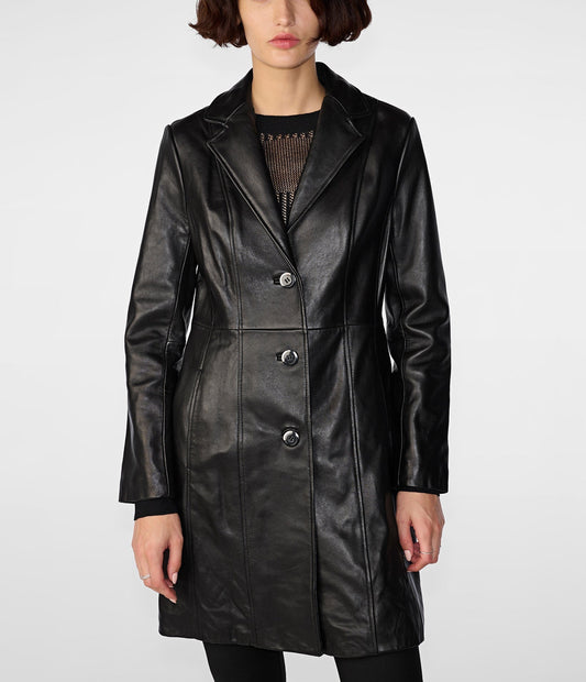 Nora Button Down Lamb Trench - Rare Leather