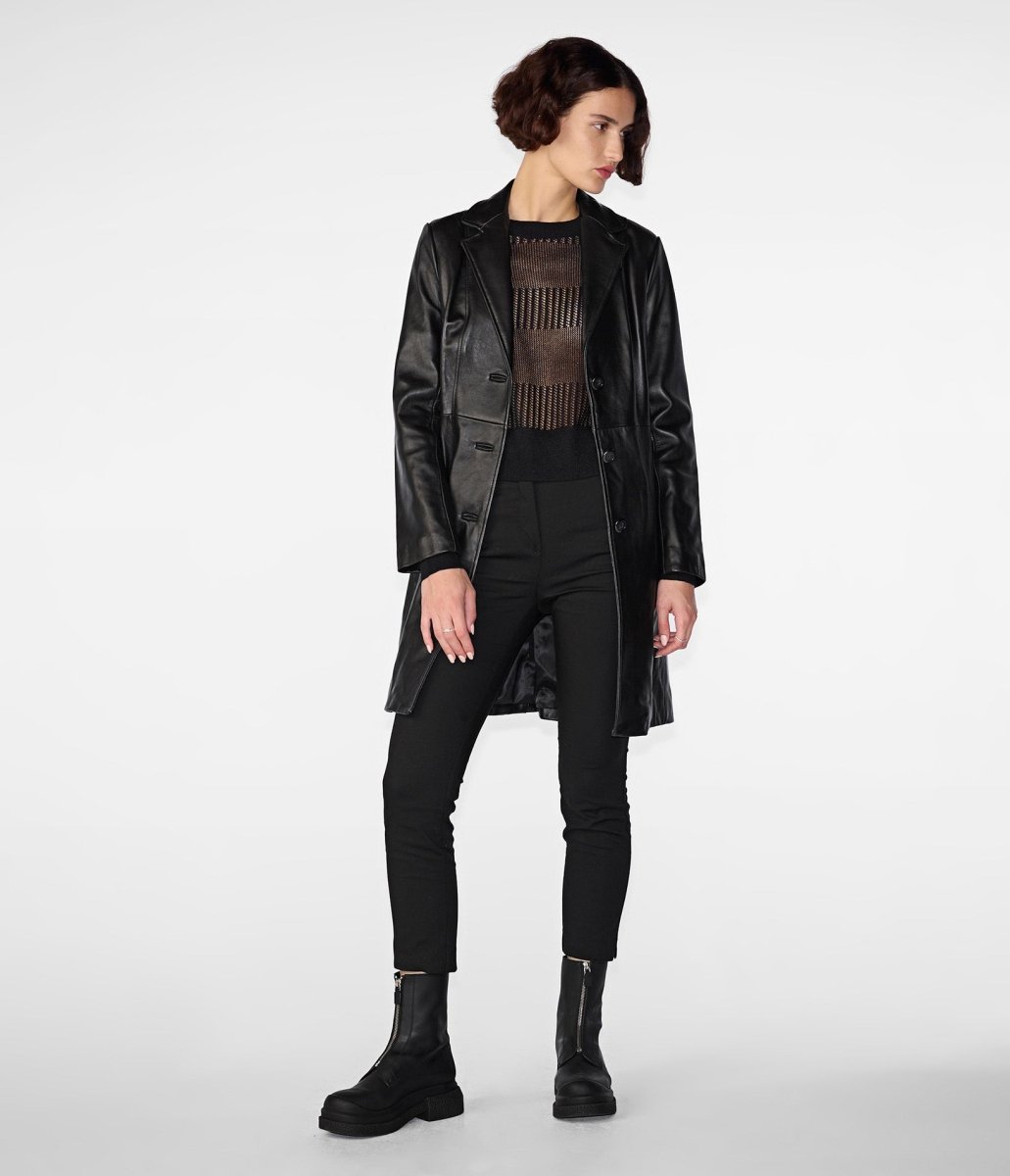 Nora Button Down Lamb Trench - Vox Leather