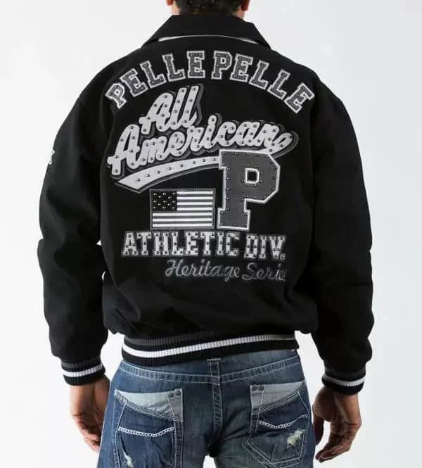 Pelle Pelle Black All American Studded Jacket - Vox Leather