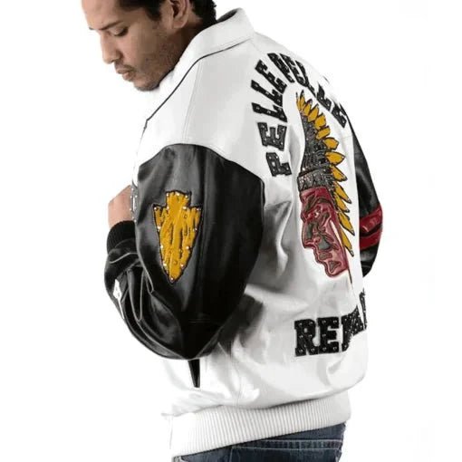 Pelle Pelle Mens Renegades Chief Keef White Studded Leather Jacket - Vox Leather