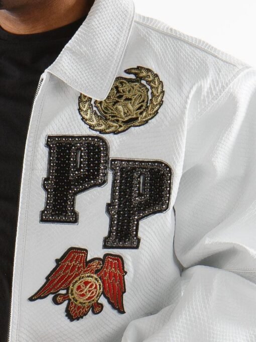 Pelle Pelle White Decorated Crocodile Leather Jacket - Rare Leather