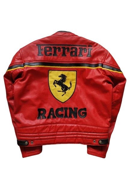 Red Ferrari Racing Leather Jacket - Rare Leather